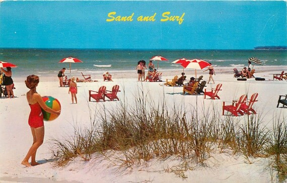 Vintage Florida chrome beach scene postcard by LadylikeBehavior