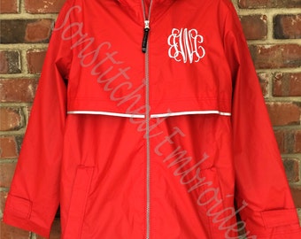 Monogram Rain Jacket- Charles River Rain Jacket, Monogrammed Rain Coat, Personalized Rain Jacket