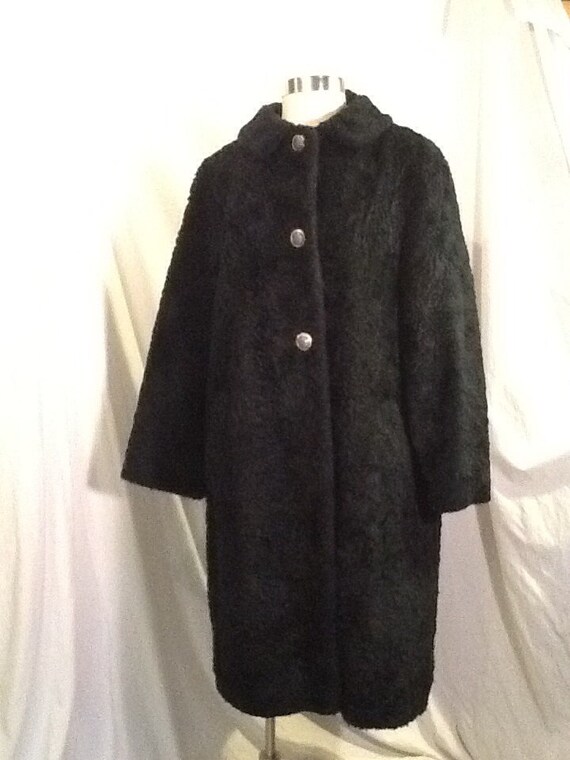 Vintage long faux coat jacket Fingerhut size large