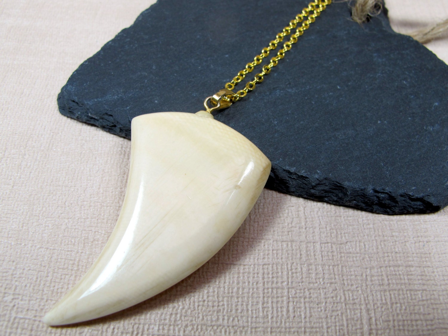 Vintage Jewellery Gold Horn Pendant by WhiteMagpieJewellery