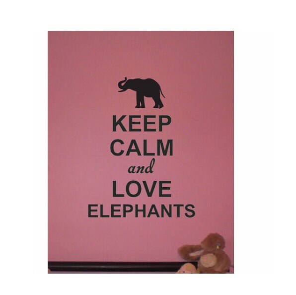Elephant Vinyl Wall Decal Sticker Keep calm and love elephants