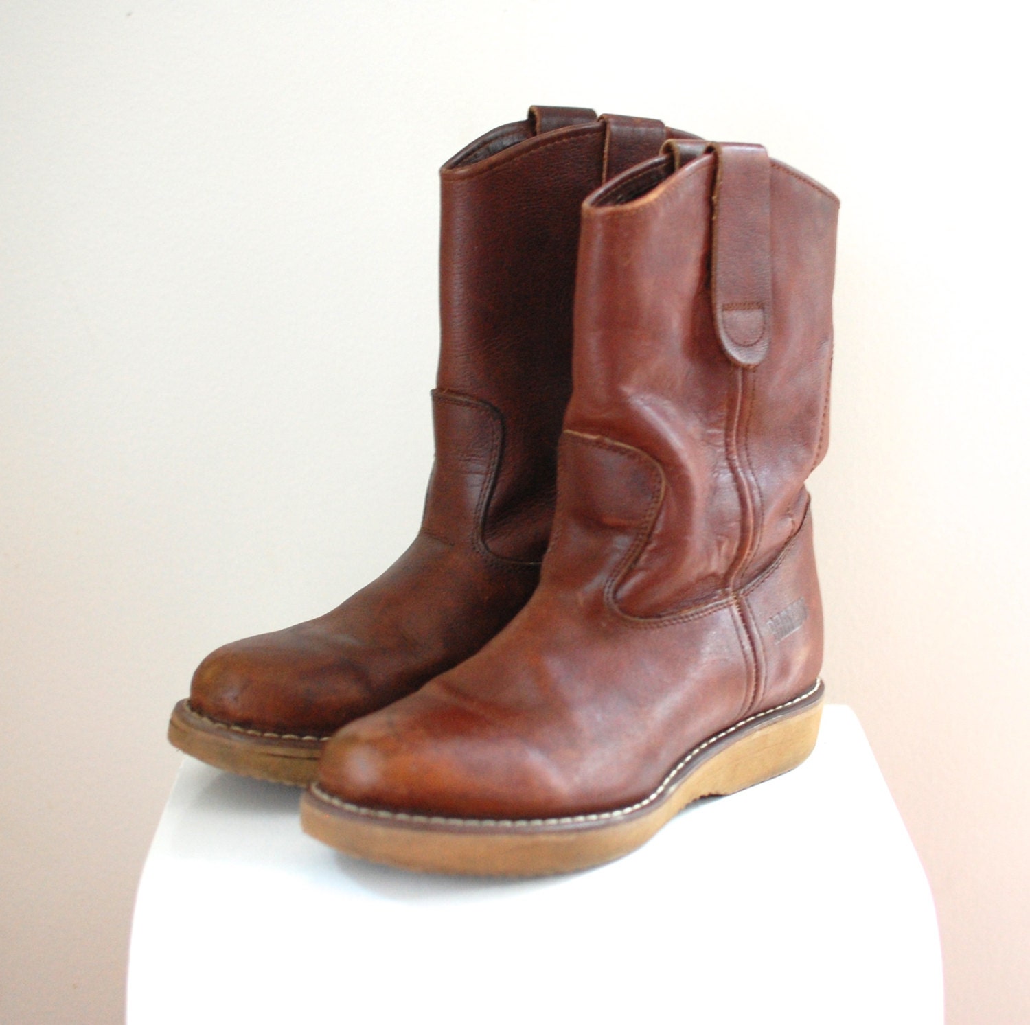 Brown Brazos Work Boots/ Leather Casual Flat Boots Boots/