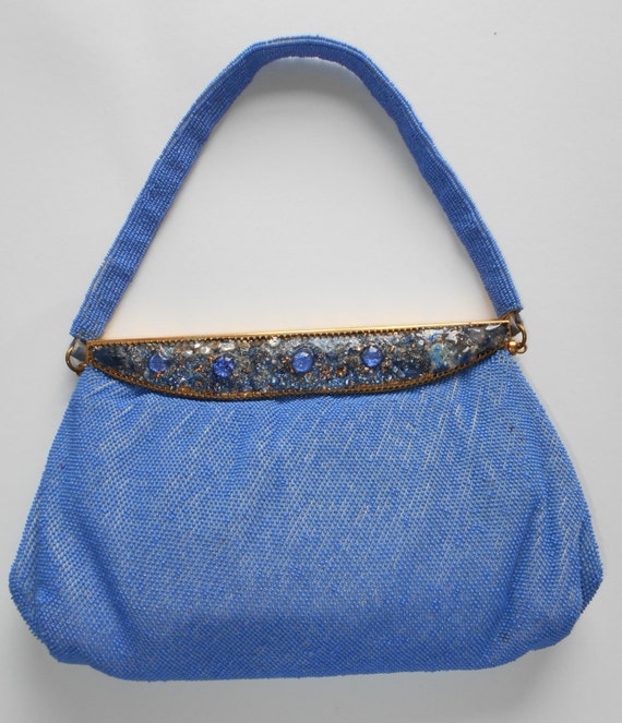 1930s Beaded Bag French Bag Shop Miami Beach New York Cornflower Blue
