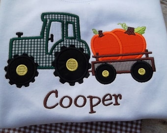 Personalized Boy Tractor Shirt Fall Boy Thanksgiving Shirt