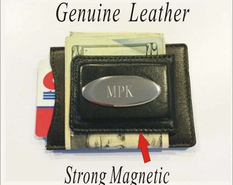 engraved leather money clip
