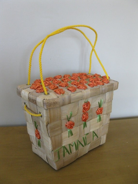 Retro JAMAICA woven tote bag beach bag tourist by oakiesclaptrap