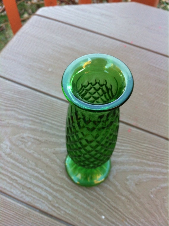 Items similar to Green Pressed Glass Vase. Collectible E.O.Brody Co
