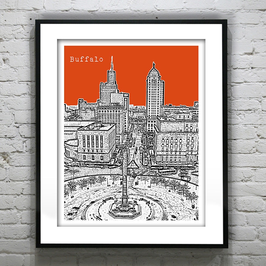 Buffalo Skyline New York Poster Art Print NY Lafayette Square