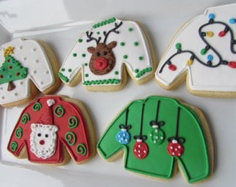 Ugly Sweater Cookies, Christmas Cookies, Christmas Favors