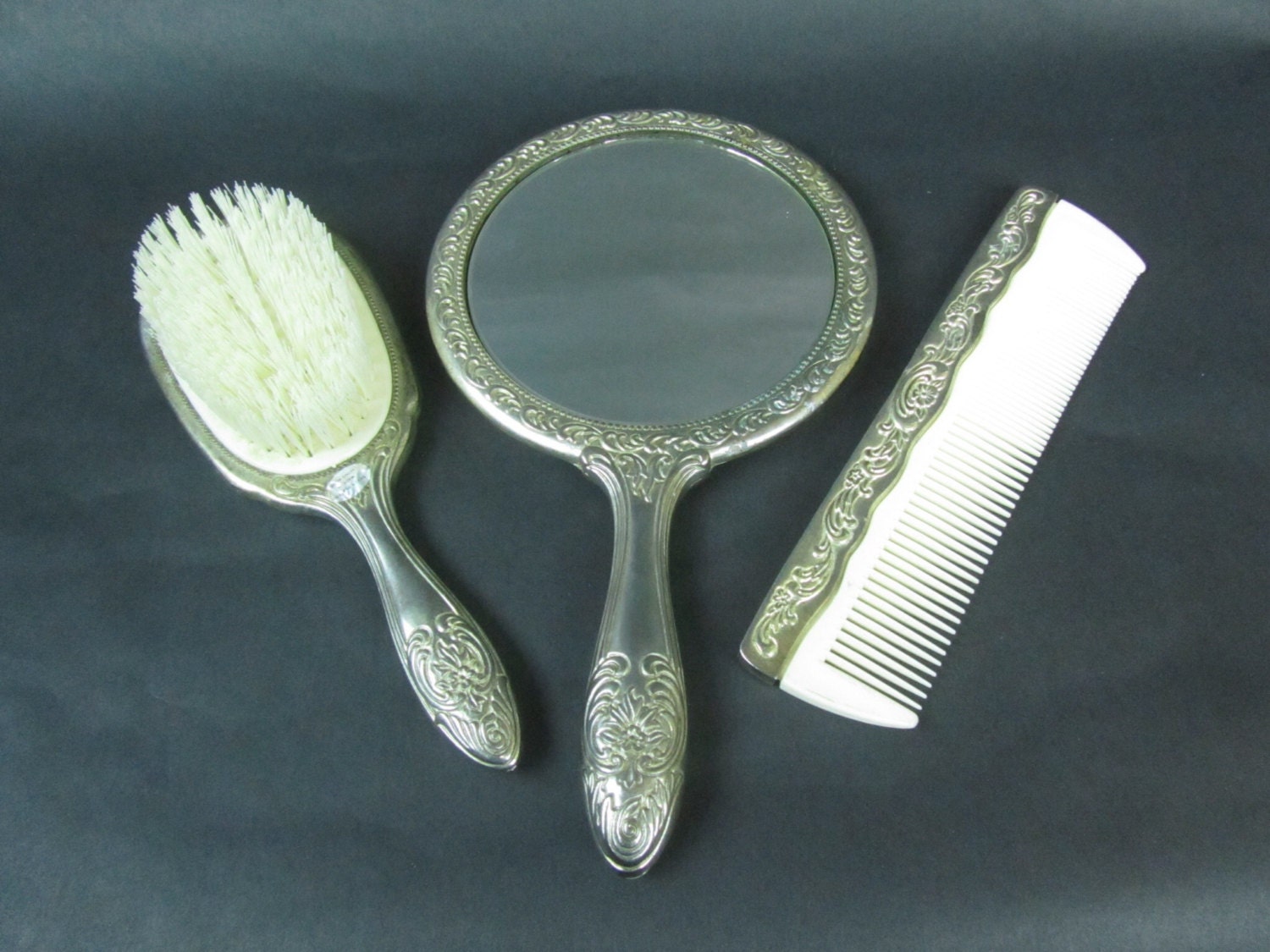 Vintage mirrorVintage Hair Brush and Comb Setvanity set
