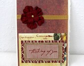 Rustic Card - Any Occasion Card - Rustic Chic Style - Blank Card - Ivory Card - Rich Earth Tones - Burlap - Hand Stamped - Burgundy Card