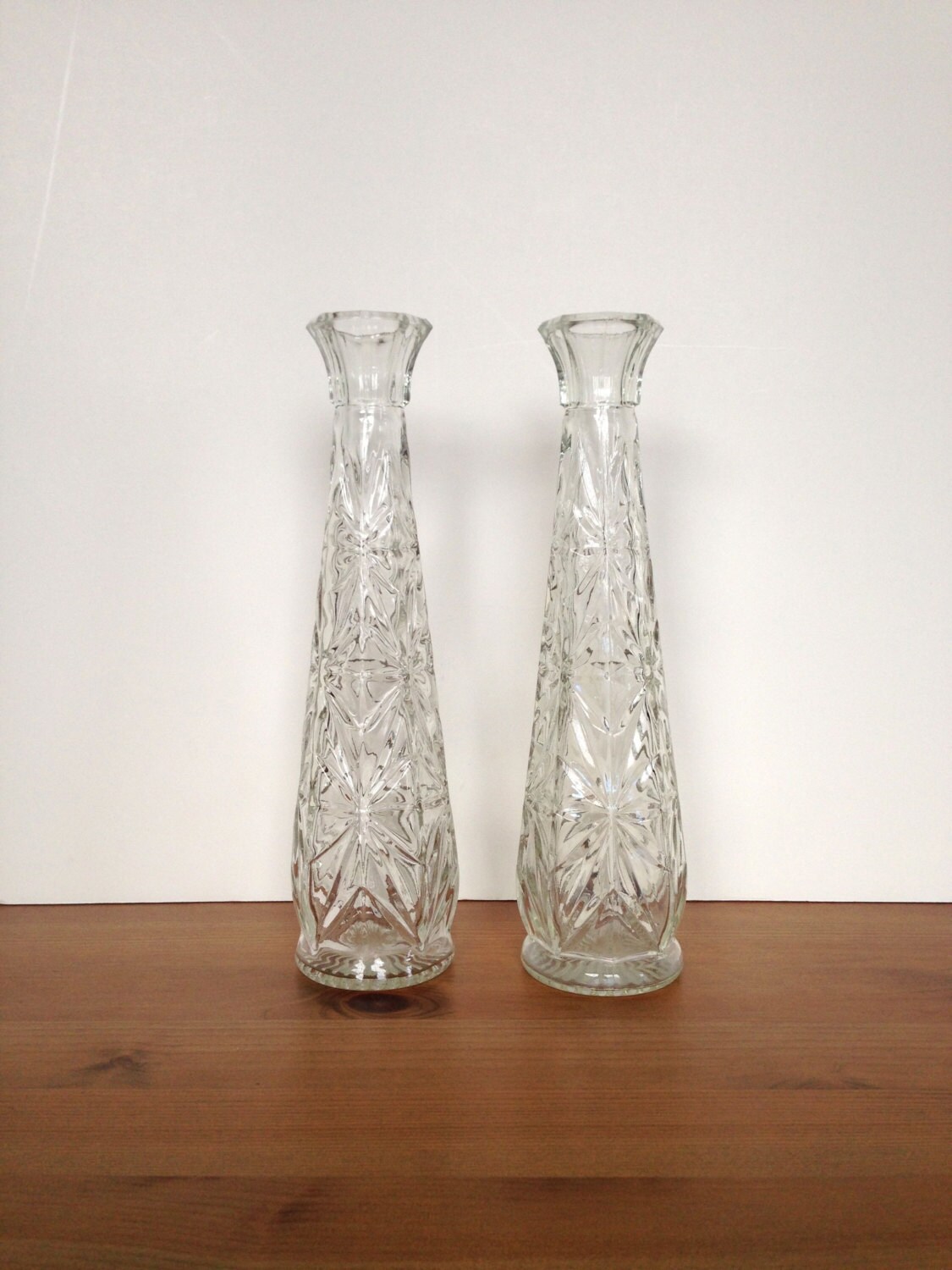 Glass Bud Vases Vintage Anchor Hocking Starburst Design