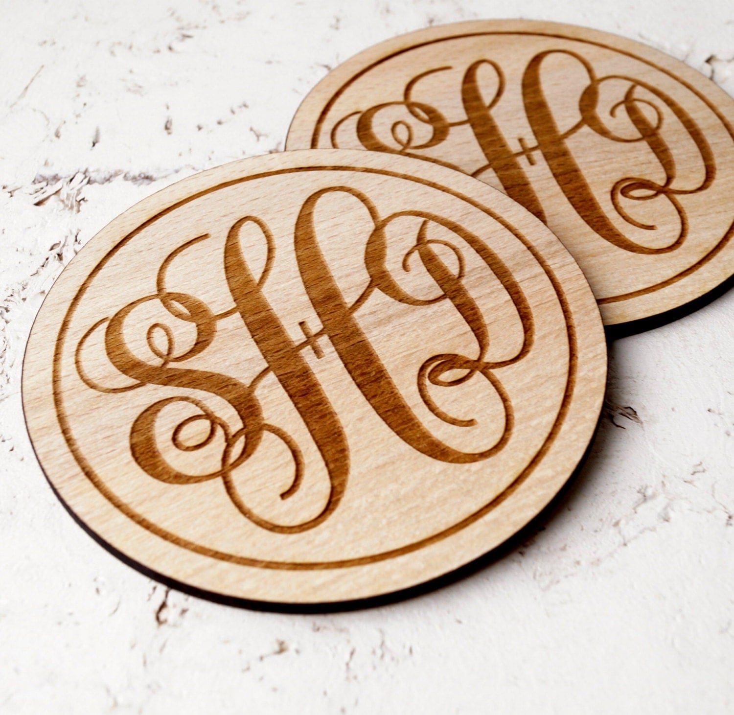 Personalized wooden coasters monogram coasters engraved