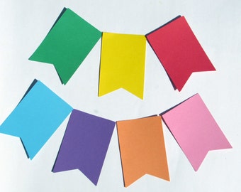 Flag Pennant die cuts/ banner die cuts/straight edge pennant/ size from 1.5" to 8" tall/ chose your color