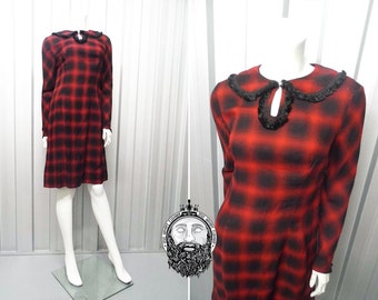 Vintage 40's Dress • Checked Dress • Peter Pan Dress • 1940s Dress Small Old Hollywood • Womens 1940s Dresses 1950s dress 50s dress