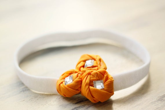 Tangerine Rosettes Baby Headband