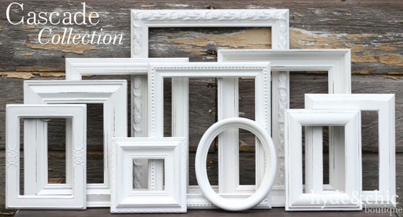 Wall Gallery Frame Set white shabby chic picture frames / shabby chic home decor / Wall Gallery Frame Set white shabby chic picture frames / shabby chic home decor /