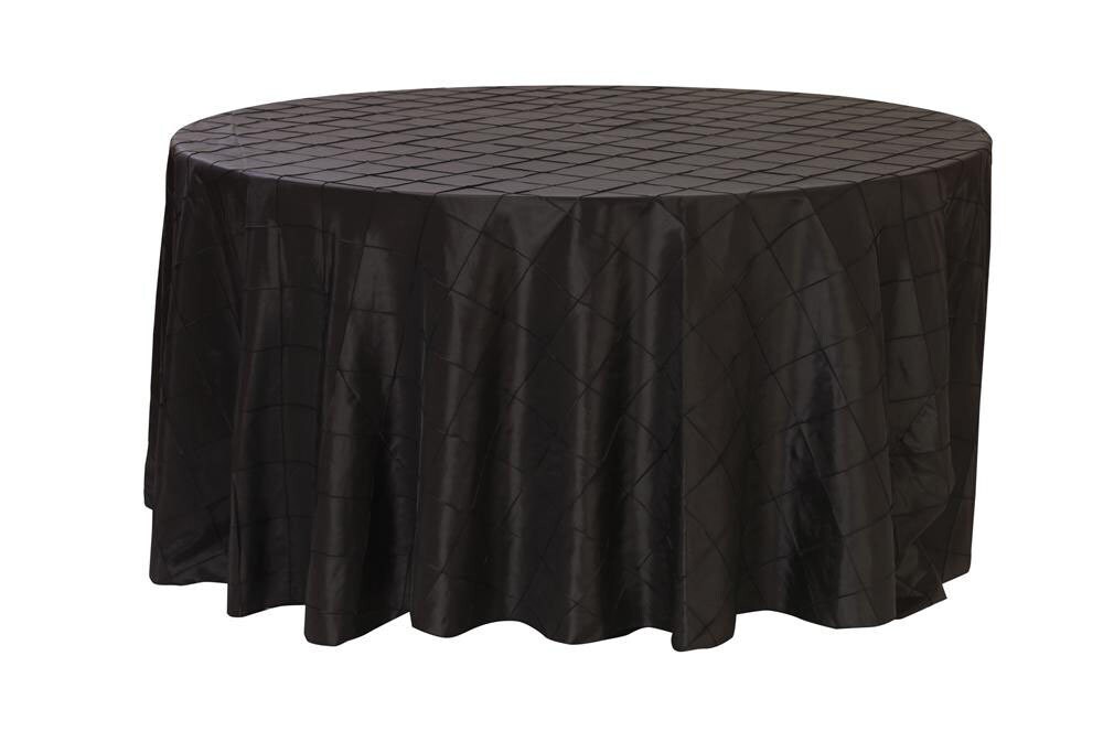 132 inch Black Pintuck Round Tablecloth Wedding Tablecloths