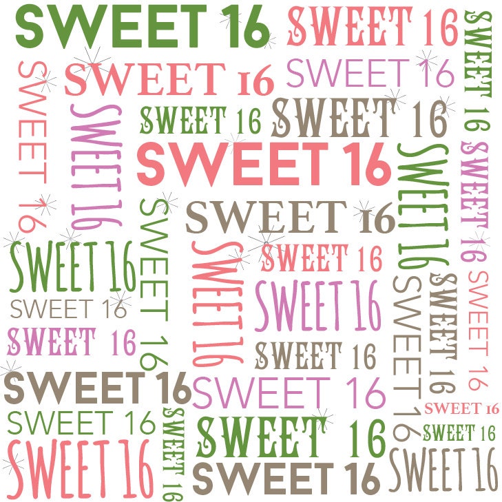 Sweet 16 Party Backdrop Sweet Sixteen Large Vinyl Backdrop