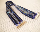 Herringbone bracelet in blue with rods in shades of blue, herringbone jewelry, rods bracelet, blue bracelet, blue jewelry