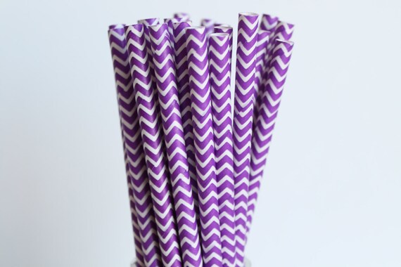Purple Chevron Paper Straws-Purple Straws-Chevron Straws-Party Straws-Zigzag Straws-Wedding Straws-Mason Jar Straws-Cake Pop Sticks Il_570xn
