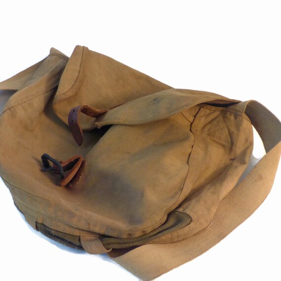 Vintage Canvas Fishing Creel Bag Canvas Trout by BatnKatArtifacts