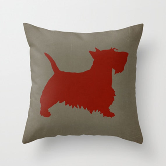 Scottie Pillow Cover Red Pillow Dog Pillow Animal Pillow Decorative Pillow Throw Pillow Hip ...