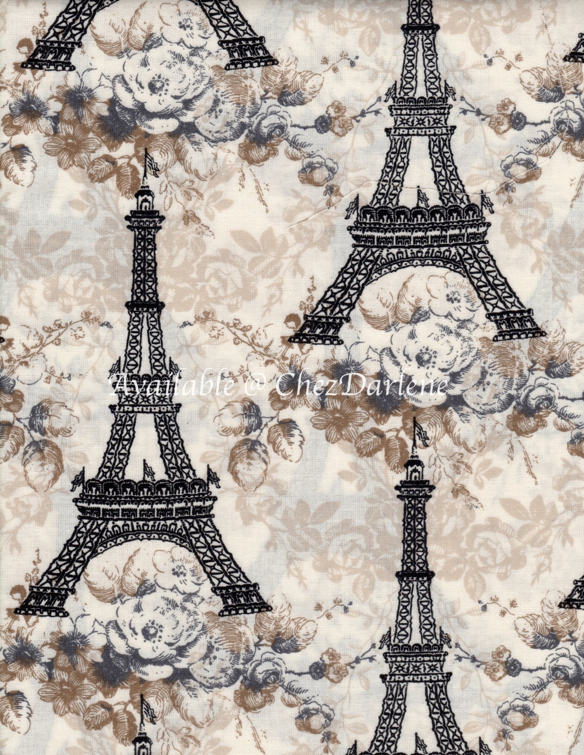 Eiffel Tower Paris Cotton Fabric Quilters Cloth French