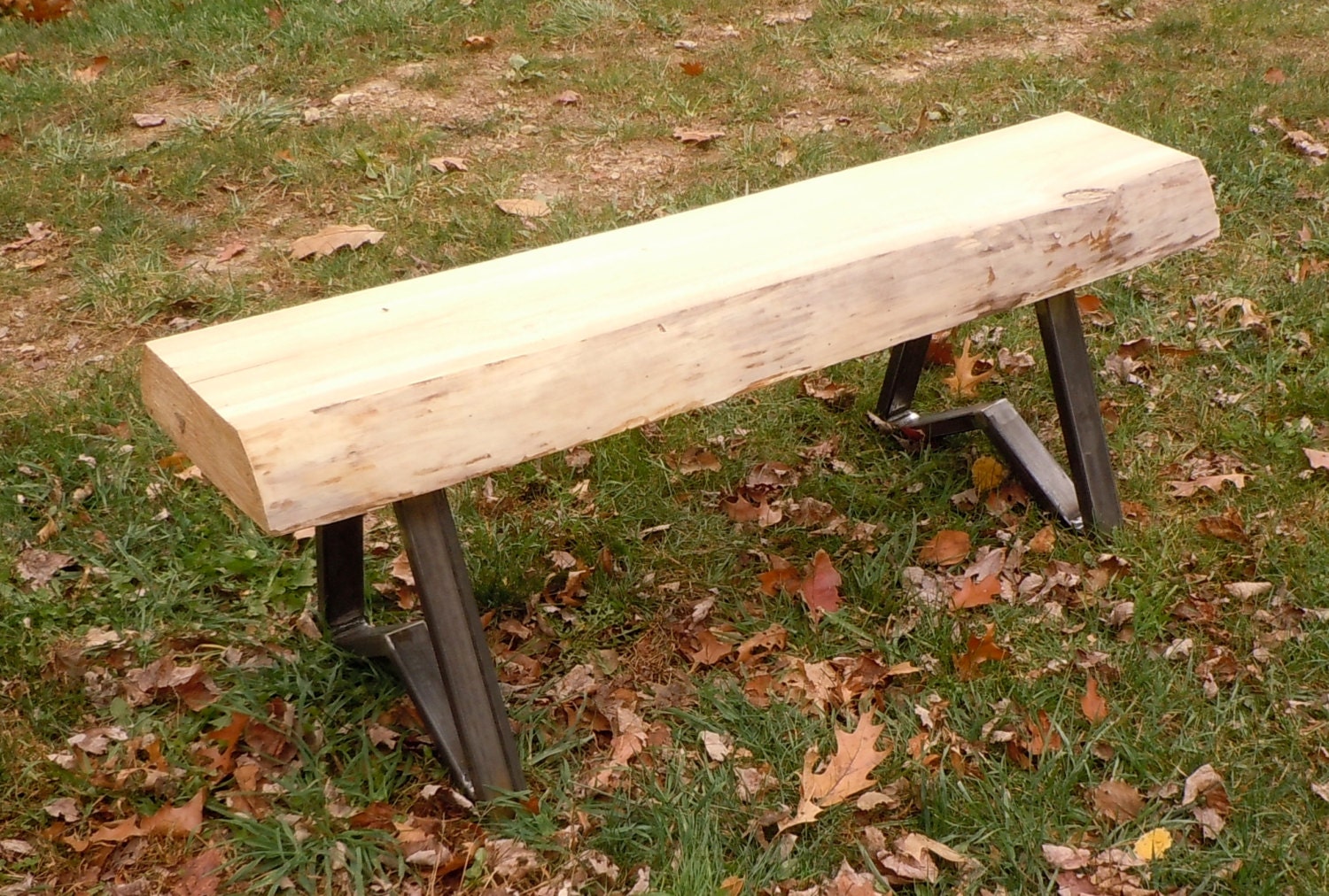 Bench Legs Set of Two 2 Steel Bench Legs Trapezoid in Raw