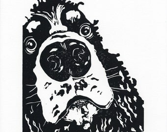 Cocker Spaniel linocut print, cocker dog print, gift for dog owner, dog portrait, home decor dog art