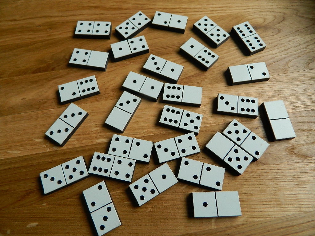 Vintage white and black dominoes from Soviet era Board Game