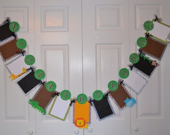 Jungle Newborn through 12 Months Photo Banner - Jungle Birthday Party - First Birthday