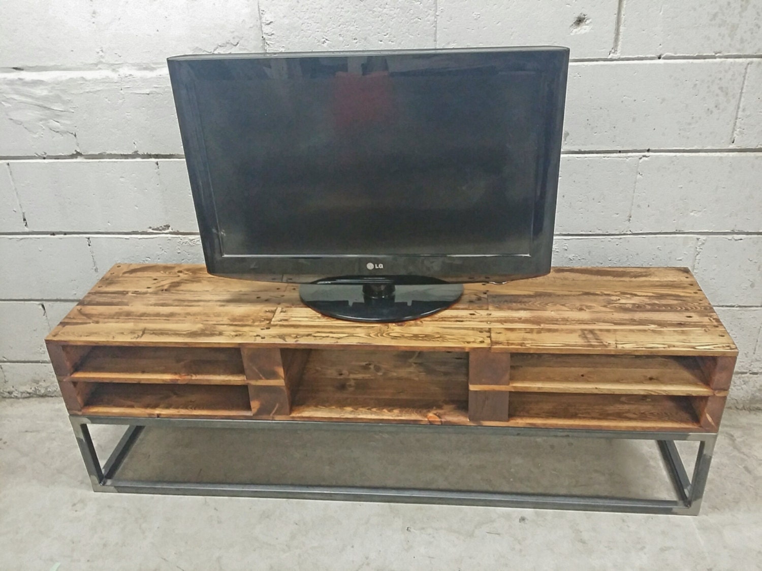 TV Console Reclaimed Pallet Wood Media Stand by Sonofawoodcutter