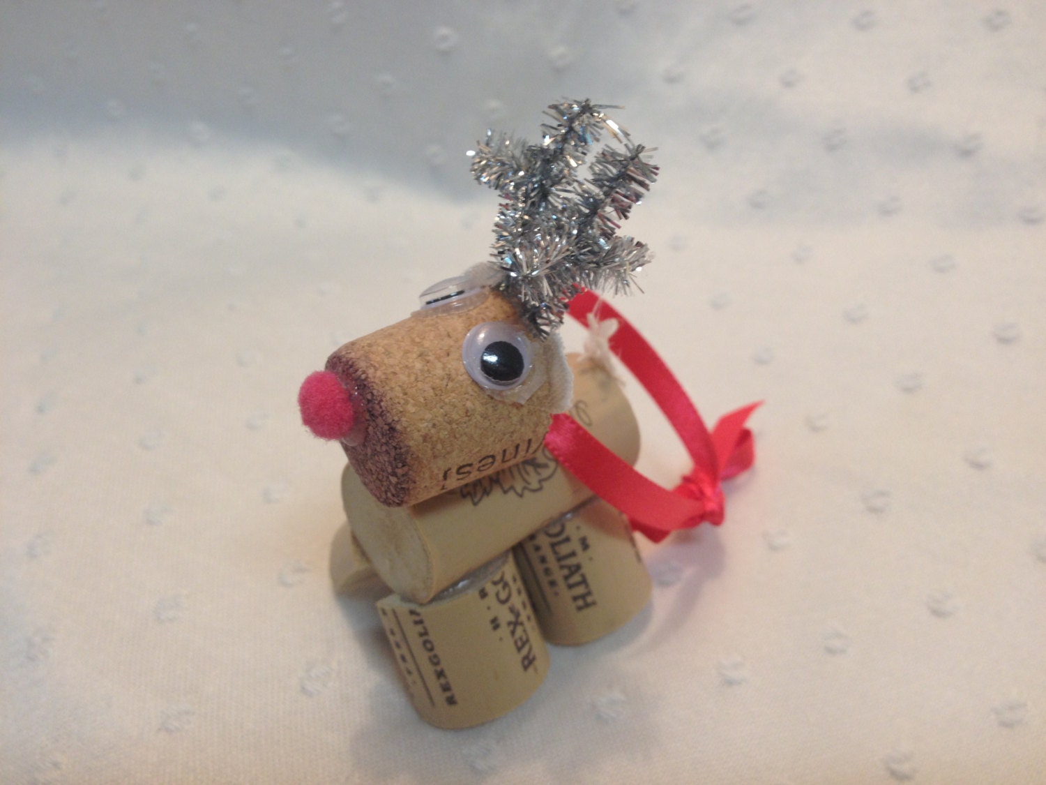 new christmas ornament home etsy Wine Reindeer Cork Christmas Ornament Cork by TatteredHankie Wine