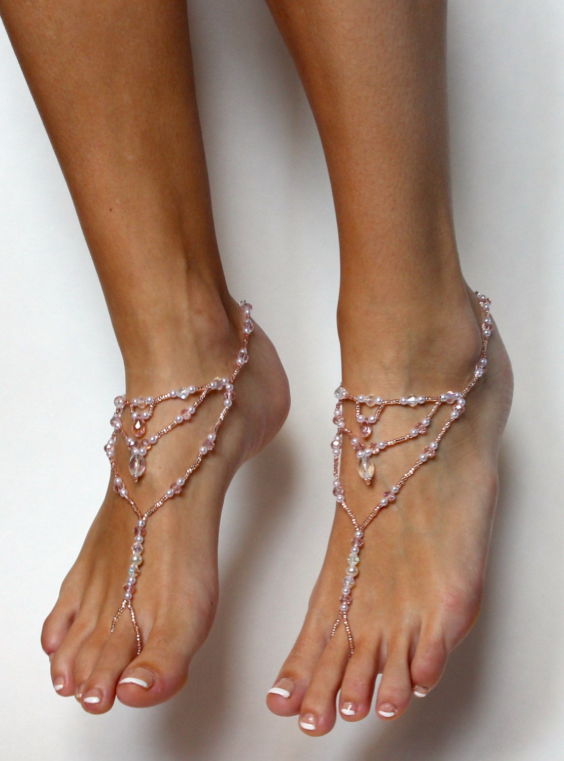 Champagne Barefoot Sandals Foot Jewelry for Beach Wedding