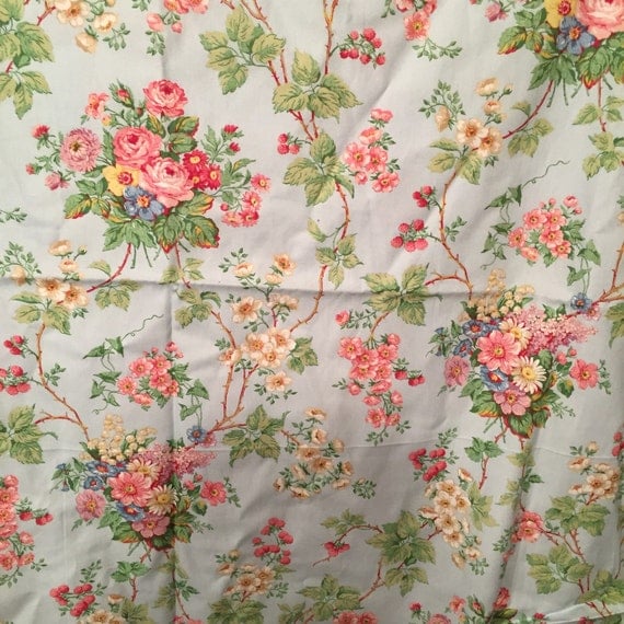 Ralph Lauren English Roses floral fabric blue pink almost 2