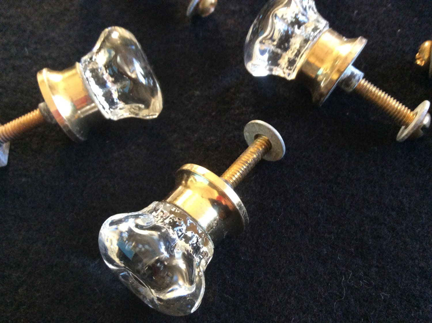 Mini glass knobs 9 total…1930s. Very nice condition. Unique petite