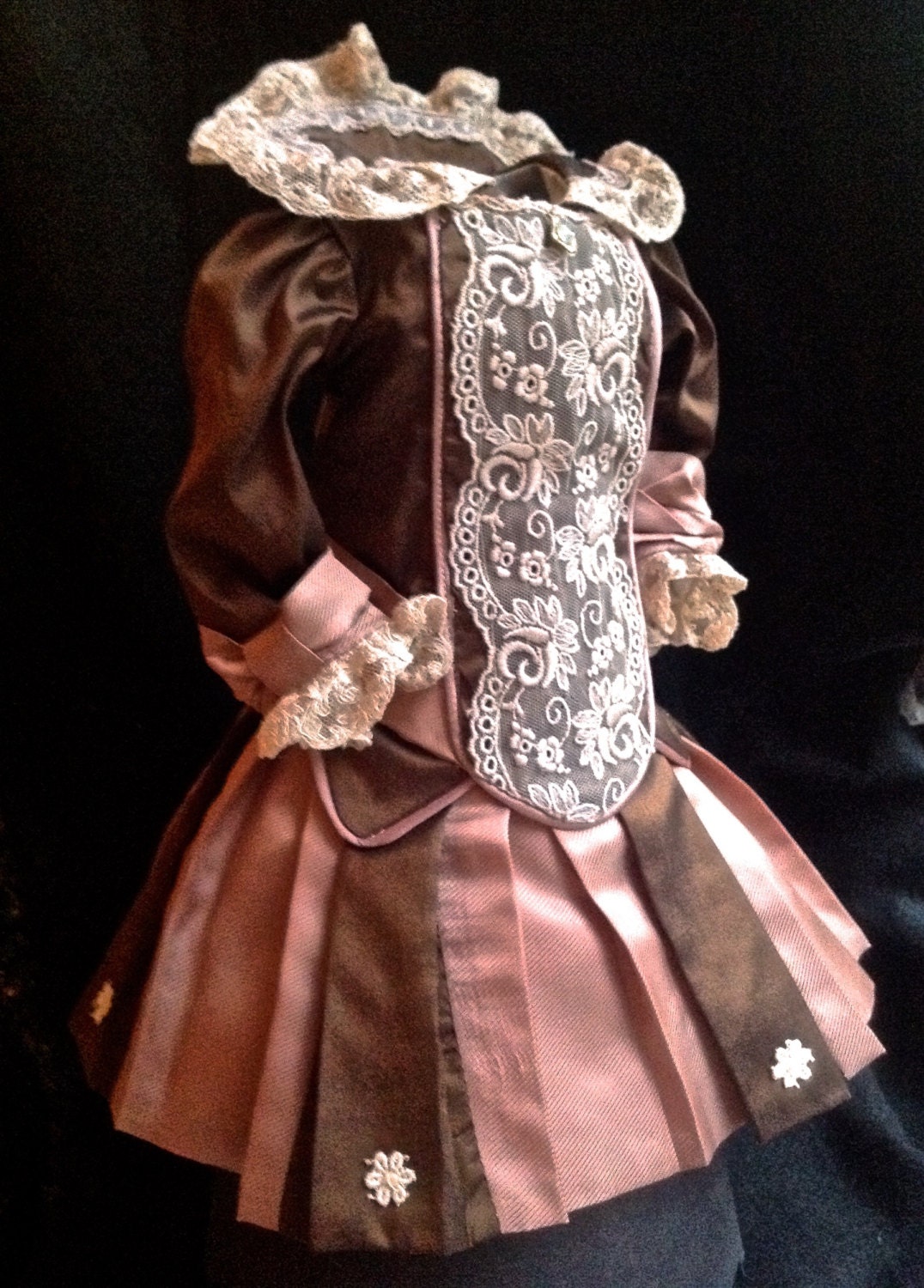 Antique reproduction lined Silk doll dress for 18 to