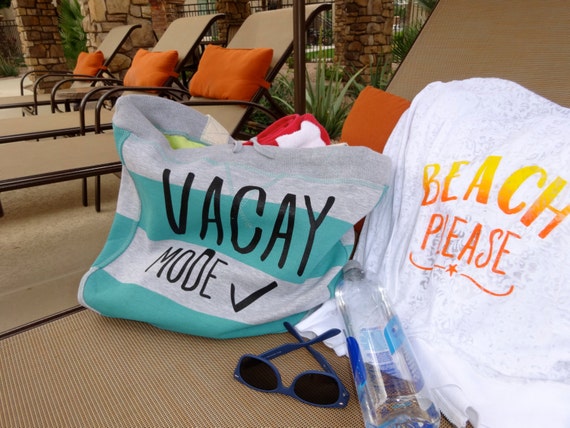 Vacay Mode beach bag in citrus green and jade by shark's bites of life