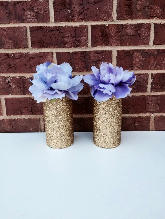 Items similar to Gold glitter vases. glitter vase. gold vase. Wedding