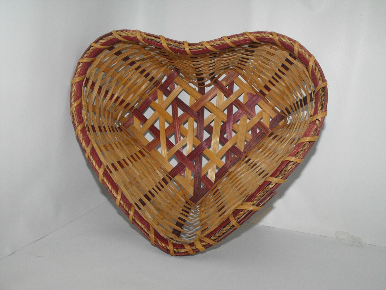 Woven Heart Shaped Basket / Utility / Flower by DeeSweetNostalgia
