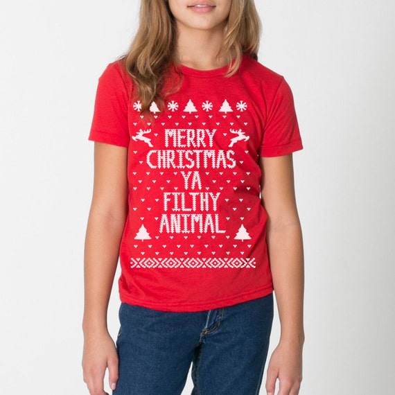 merry christmas ya filthy animal youth shirt