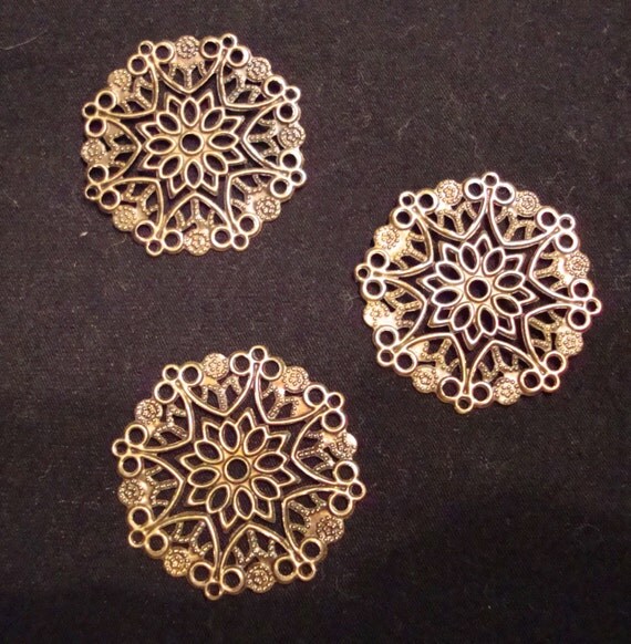 12 Filigree jewelry findings antique copper pendants metal
