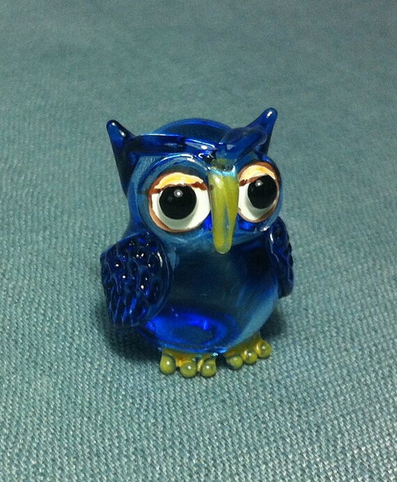 hand blown glass funny baby owl bird animal cute tiny blue hand blown glass funny baby owl bird animal cute tiny blue