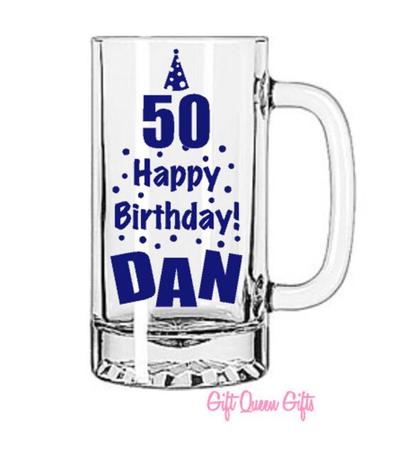 Happy Birthday Beer Mug Personalized 27oz by GiftQueenGifts