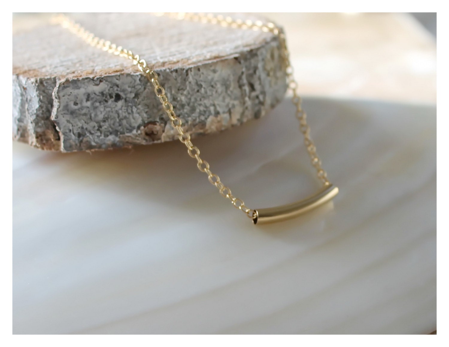 Gold tube necklace 14K gold filled tube necklce by BeaucoupdeBeads