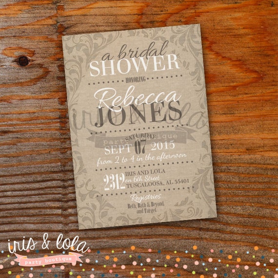 Canvas Floral Bridal Shower Printable Digital Invitation by Iris & Lola