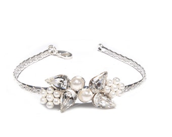 Silver wedding bracelet, Elegant bridal jewelry