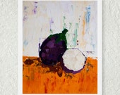 Eggplant Print, Vegetable Print, Purple and Orange, Kitchen Art, Home Decor, Colorful Still Life Painting, Fine Art Print, Modern Art Print