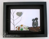 Unique Engagement Gift- Pebble Art Couple Design with Water Feature - Personalized Couple's Gift - Custom Pebble Art - COUPLE'S GIFT